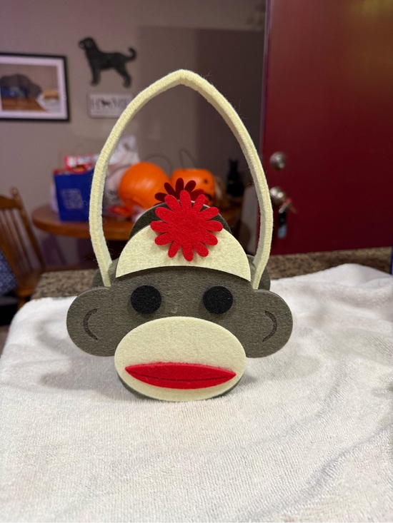 Other - Kids Felt Monkey Treat Bag - Cream, Brown & Red